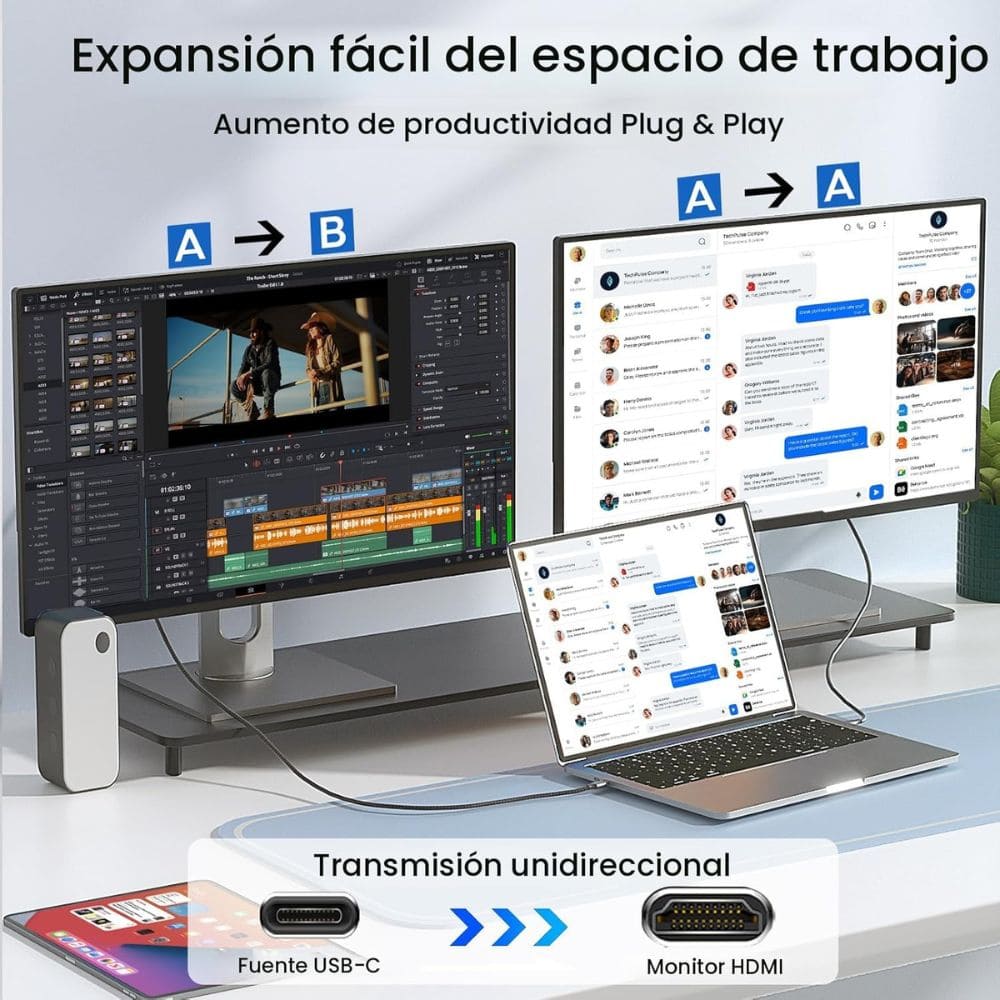 Cable USB C A HDMI de alta velocidad 4K