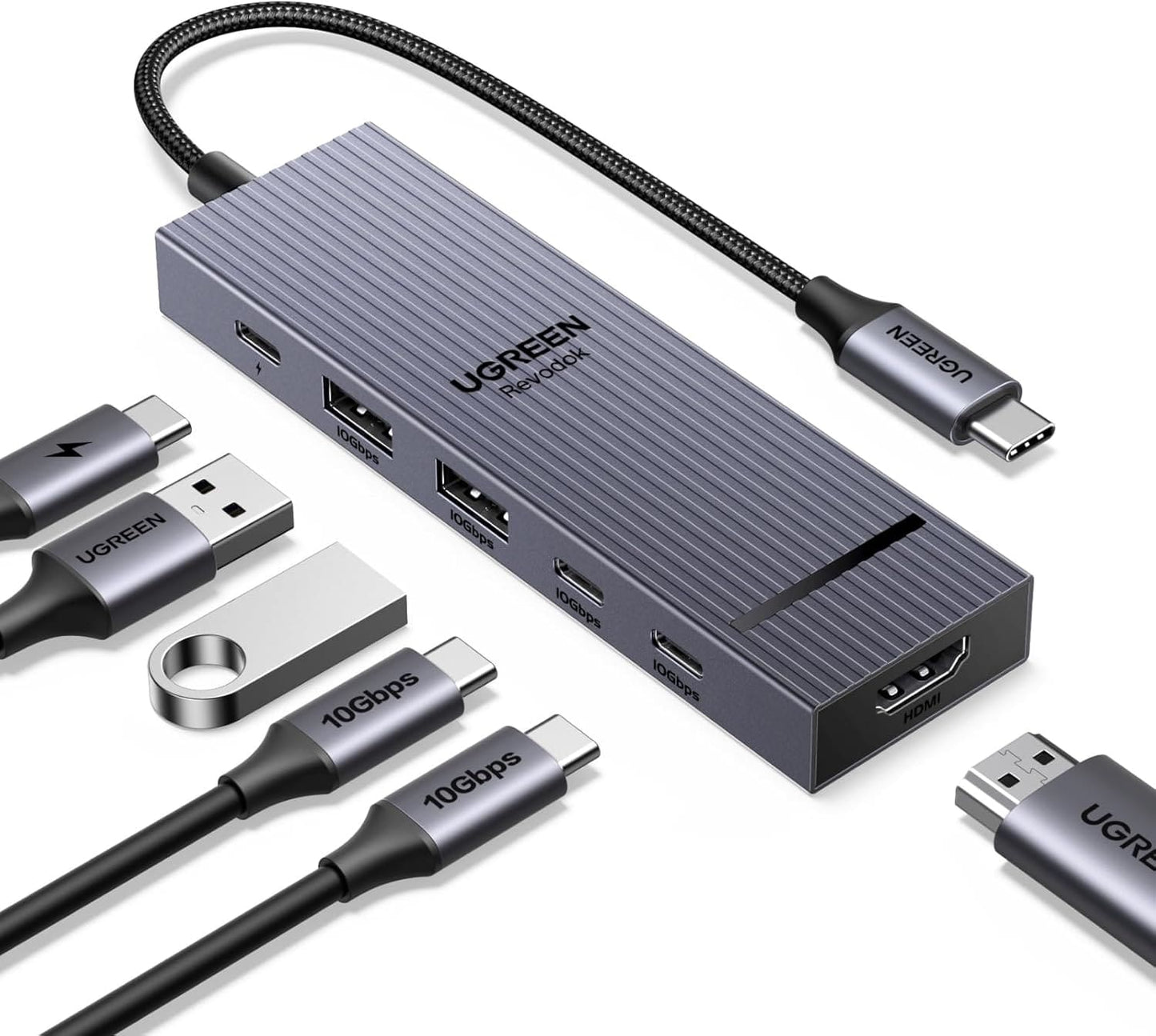 Adaptador Multipuerto UGREEN Revodok Pro USB-C HUB 6 en 1