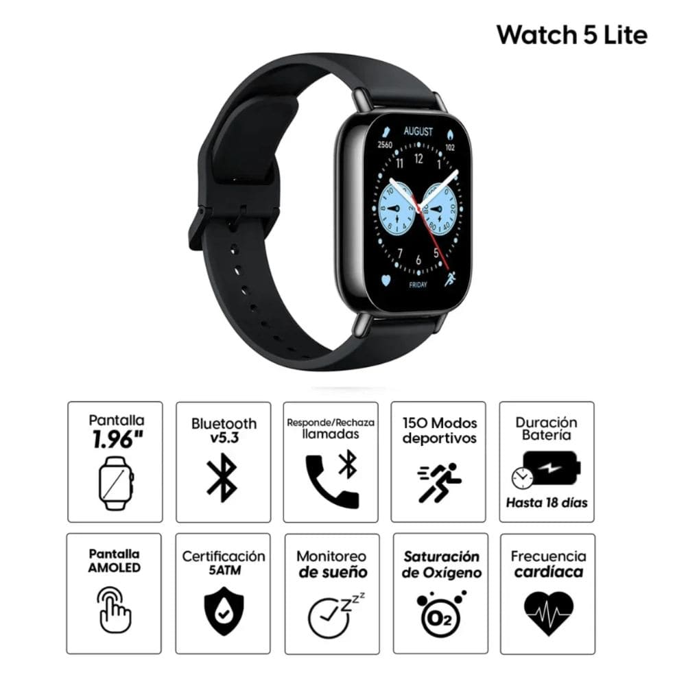 Reloj Xiaomi Redmi Watch 5 Lite GPS, Bluetooth Negro