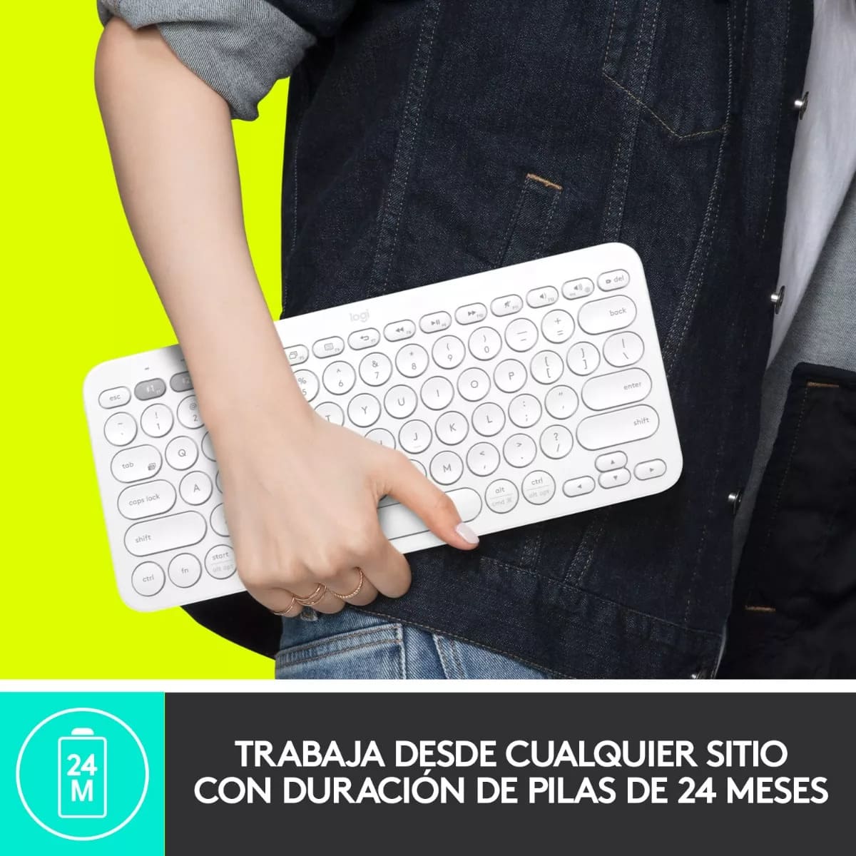 Teclado Logitech Inalámbrico Bluetooth K380S Blanco