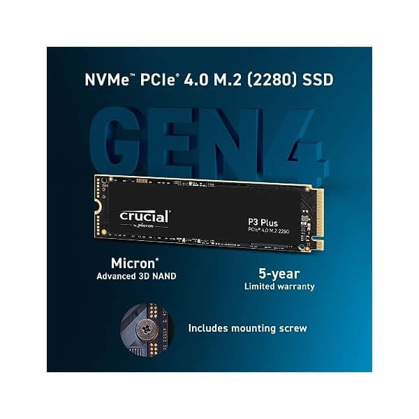 Disco Solido Crucial P3 PLUS 1TB PCIe NVMe Gen 4 5000MB/S