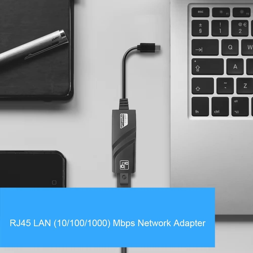 Adaptador convertidor TIPO C  a RJ45 ﻿10/100/1000 Mbps