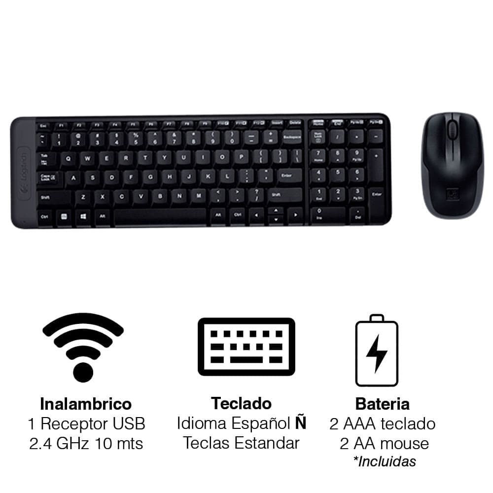 Kit Teclado y mouse inalámbrico Logitech MK220 Español Latinoamérica