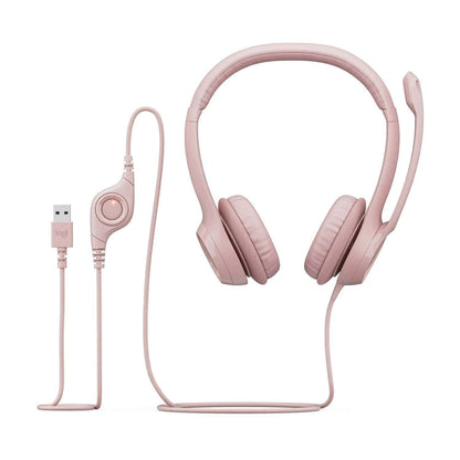 Diadema con Micrófono  Logitech H390 USB Rosa y Blanca