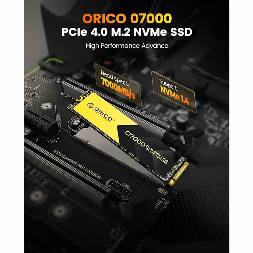 Disco Solido ORICO NVMe PCIe 4.0 de 2TB M.2  Disipación de Calor