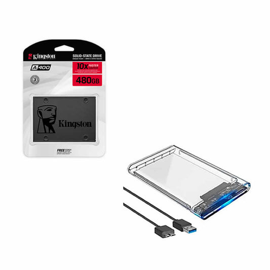 Disco SSD Kingston de 480GB + Caja Externa USB 3.0 Transparente