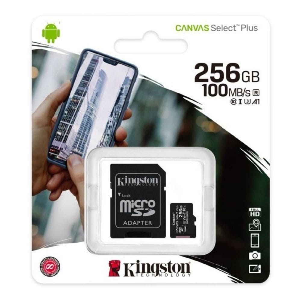 Memoria MicroSD Kingston 256GB Canvas Select Plus 100MBS