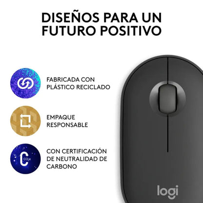 Mouse Logitech PEBBLE M350s Inalámbrico  Bluetooth Negro