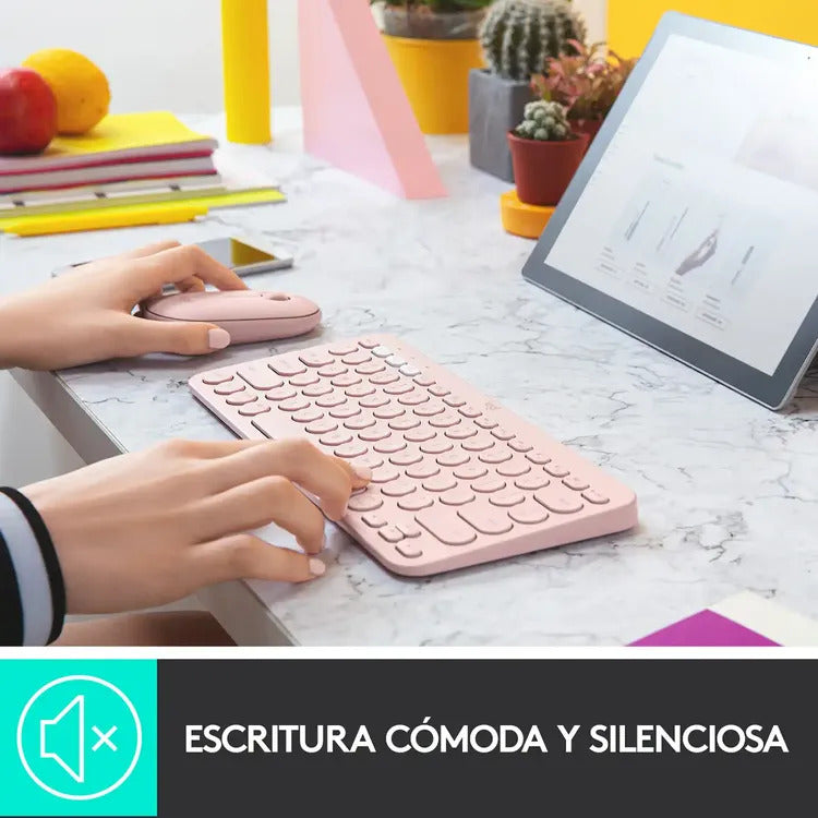 Teclado Logitech Inalámbrico Bluetooth K380 Rosa