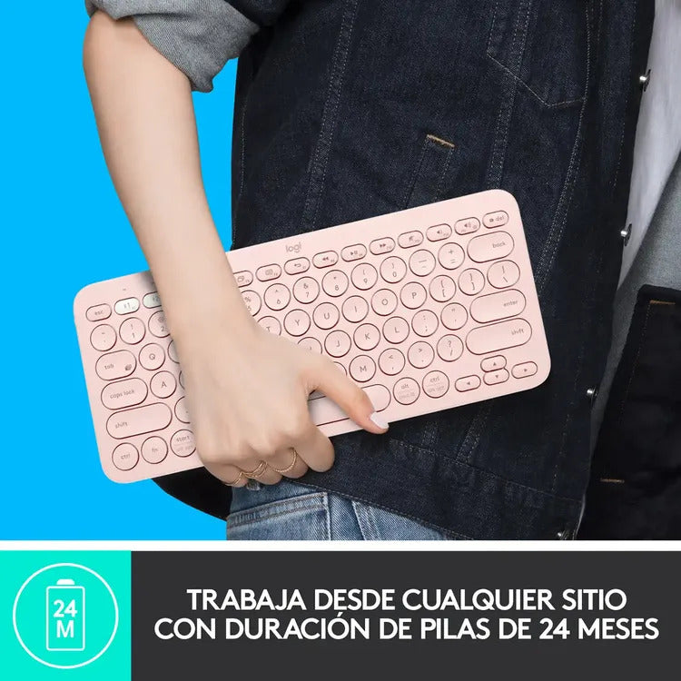 Teclado Logitech Inalámbrico Bluetooth K380 Rosa