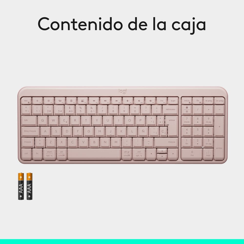 Teclado Bluetooth Logitech k250 Compacto Rosado Español