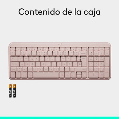 Teclado Bluetooth Logitech k250 Compacto Rosado Español